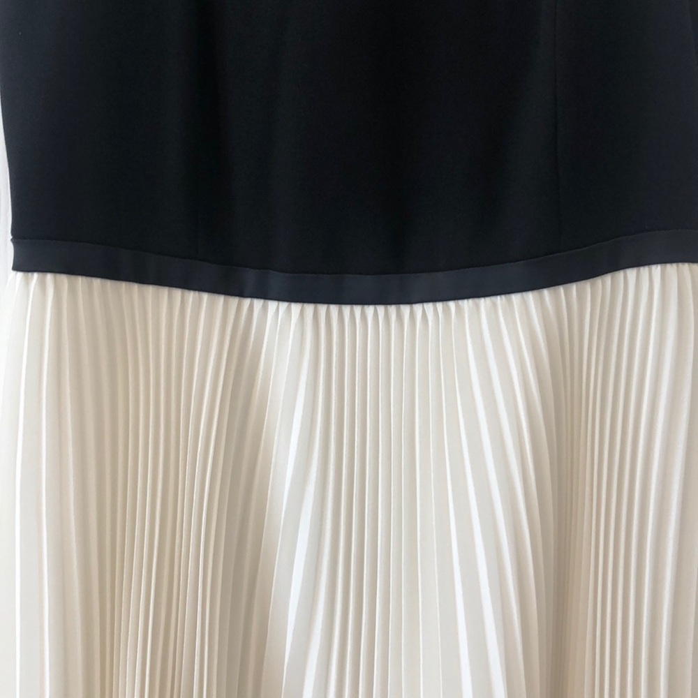 Halston Heritage Black and Cream Pleated Mini Dress - Picture 3 of 9